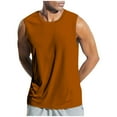 thumbnail image 4 of Caqnni Men's Tank Tops Workout Shirt Quick Dry Sleeveless Gym Stringer Muscle T-Shirts Gym Bodybuilding Sleeveless Muscle Tee Shirt (Z01-Brown,M), 4 of 7