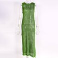 thumbnail image 6 of Women's Crochet Swimsuit Cover Up Sleeveless Side Slit Long Beach Dress,XS-XL, 6 of 7