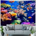 thumbnail image 4 of Chilfamy  Underwater World Tapestry Under the Sea Corals Tropical Fish Blue Ocean Wall Tapestry Aquarium Coral Reef Tapestry for Home Bedroom Living Room Dorm Art Decor 60x50inch, 4 of 6