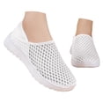 thumbnail image 3 of Duqingm Shoes for Women Dressy Casual Women's Knitted Flat Shoes Lightweight Comfortable Women Footwear Slip on Casual Breathable Mesh Walking Shoes White,8.5, 3 of 7