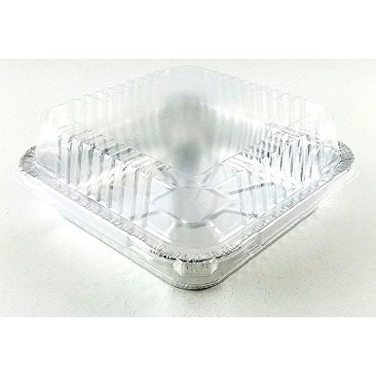 9 Square Disposable Foil Cake Pan with Clear Dome Lid #1100P