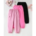 thumbnail image 4 of Little Girls Clothes Girls Pants Kids 3-Pack Joggers Girls Cargo Casual Elastic Waist Pants for Girls 4T 5T Size 6 7 8 Black Pink, 4 of 8