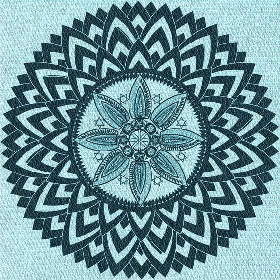 Ahgly Company Indoor Square Patterned Medium Teal Green Area Rugs, 4' Square