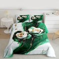 thumbnail image 2 of Homewish Rose Flower Floral Full Size Comforter Sets for Adult, Dreamy Green Mabrle Bedding Comforter Set, Fashion Art Abstract Reversible Bedding Sets, Lightweight Room Decor, 3pcs, 2 of 8