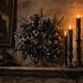 thumbnail image 2 of Black Eucalyptus Halloween Wreath 12 Inch, Artificial Floral Door Decor for Front Porch Outdoor Halloween Party Gothic Home Decor, 2 of 7