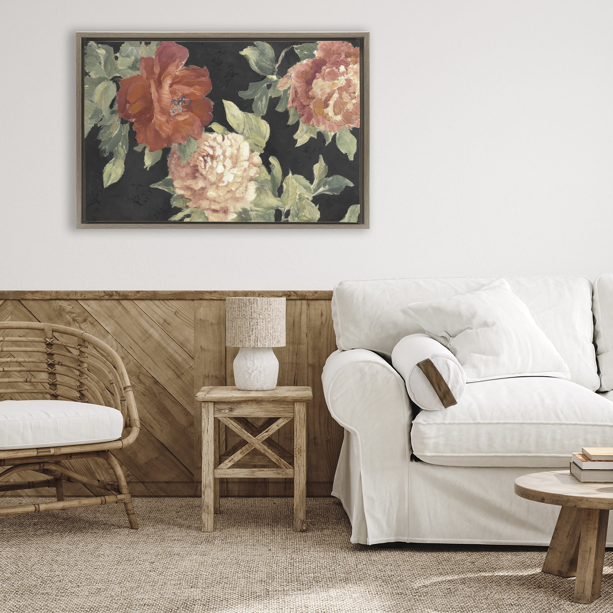 Stupell Industries Beauty of the Red Blossom Brown Framed Floater Canvas Wall Art, design by Lanie Loreth