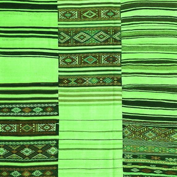 Ahgly Company Indoor Square Patchwork Green Transitional Area Rugs, 7' Square