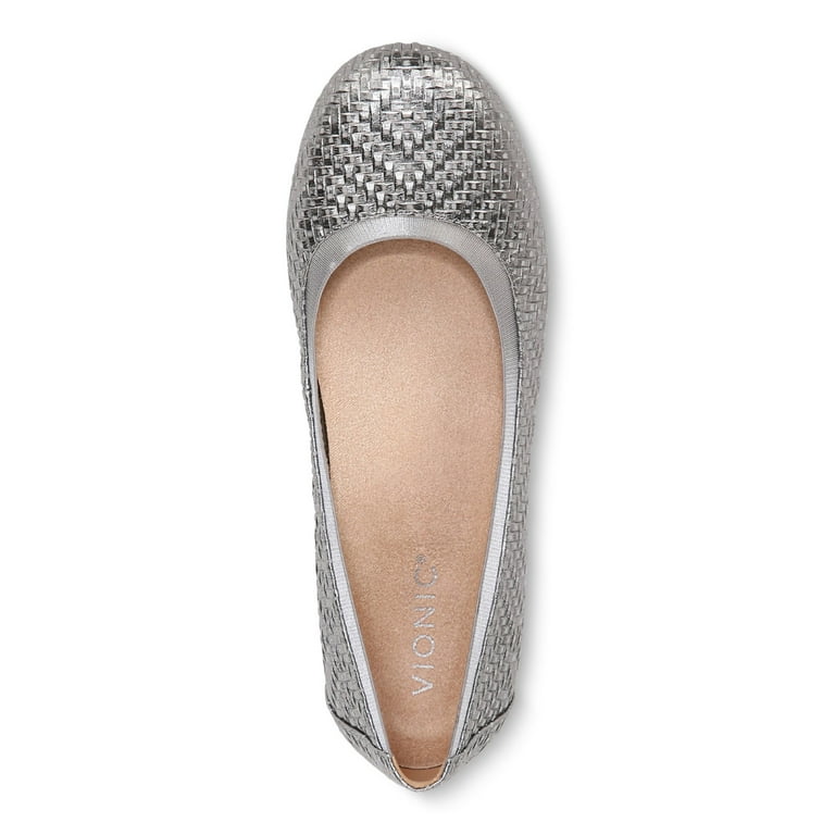 Vionic Anita Women s Flats Oxfords Silver Geo Leather Size 6.5 M