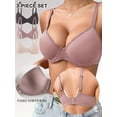 thumbnail image 2 of 3 Pcs Soutien Élevé pour Femmes, Soutien-Gorge T-Shirt en Microfibre, sous-Vêtements avec Armature, Bretelles Réglables, 32B-40C, 2 of 9