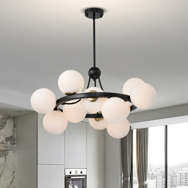 Coraline 30 in. 12-Light Indoor Matte Black Finish Chandelier with Light Kit