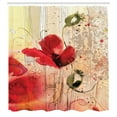 thumbnail image 5 of Flower Shower Curtain, Red Poppy Flower Paint Brush Effect Beige Floral Fabric Digital Art Print, Fabric Bathroom Set with Hooks, 69W X 70L Inches, Red Peach and Beige, by Ambesonne, 5 of 5