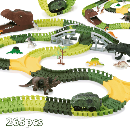 Napei 265-Piece Dinosaur Race Car Track Set, Toddler Christmas Gifts Jurassic World for Boys