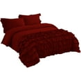 thumbnail image 4 of DNG Creations 3 Piece Vintage Ruffle Duvet Cover 100% Egyptian Cotton, 800 Threads Count - With Zipper & Corner Ties ( Oversized Queen - Solid Burgundy ), 4 of 7