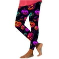 thumbnail image 3 of Feancey Vintage Leggings for Women Funny Pumpkin Print Yoga Pants Halloween Casual High Waisted Workout Tights Buttery Soft Stretch Skinny Pants Multicolor S, 3 of 7