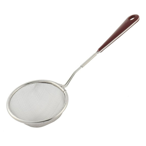 Kitchen Plastic Handle Metal Fine Mesh Ladle Wire Oil Strainer 75mm Dia