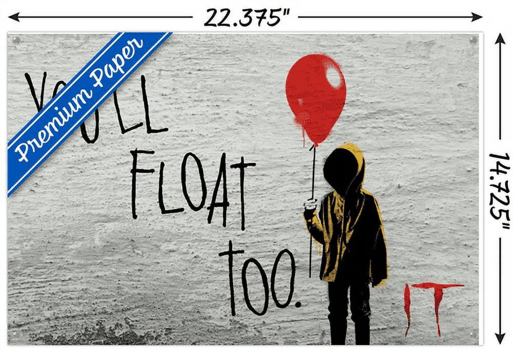 IT - Float Wall Poster with Push Pins, 14.725" x 22.375"