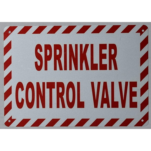 Sprinkler Control Valve Sign (White, Reflective !!, Aluminium, Size 7X10) (ref-2201)