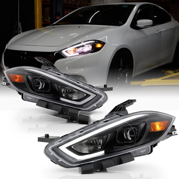 2013-2016 Dodge Dart Halogen LED Tube Projector Headlights Headlamps Left Right