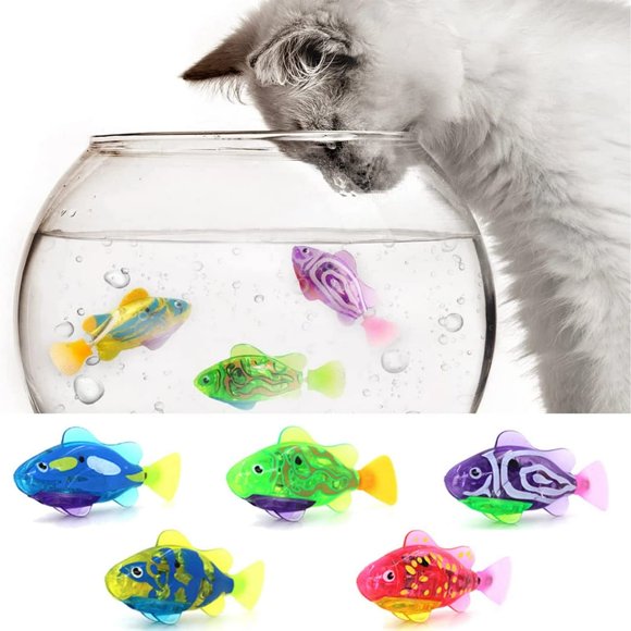 8PCS Interactive Indoor Cat Swimming Fish Toys Best Play-time Good Exercise Activity Drink More Water The Lasers Blink Realistic Touch Fish Toy for Cats