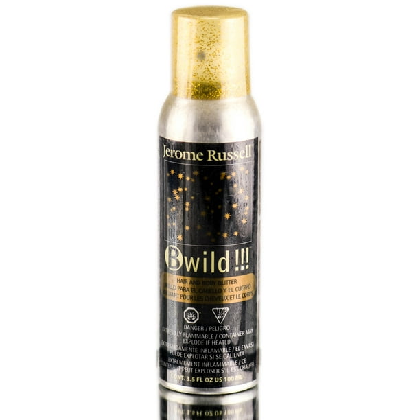Jerome Russell B WILD HAIR AND BODY GLITTER SPRAY - Gold  oz - Pack of  1 with Sleek Comb 