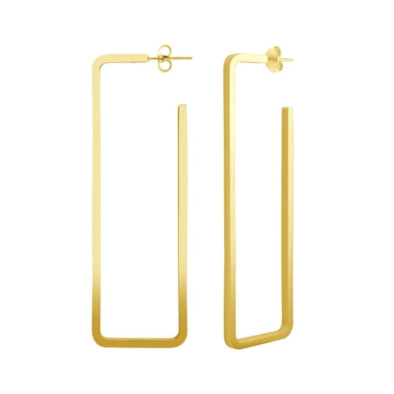 555Jewelry Stainless Steel Large Drop Rectangle Dangle Hoop Statement Earrings for Women, Gold