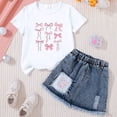 thumbnail image 2 of TOWED22 Toddler Baby Girls Butterfly Outfit Short Sleeve Bow Print Tops T-Shirt + Skirt Dress Shorts Summer Two Piece Clothes Set(G,2-3 Y), 2 of 3