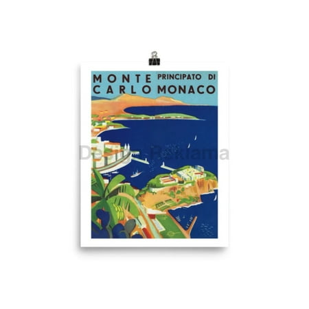 Visit Monte Carlo, Principality of Monaco circa 1936. Unframed Vintage Travel Poster