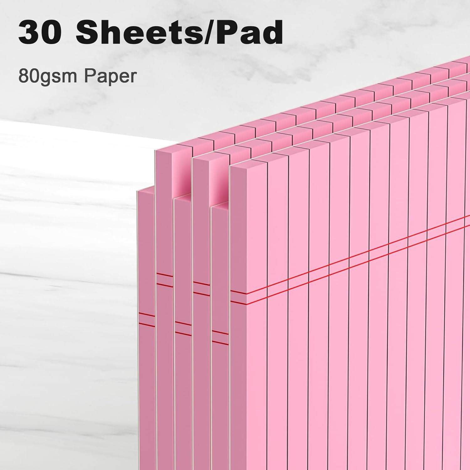 AllWays Plaza Pink Legal Pad Note Pads 8.5 x 11 inch, Wide Ruled Clear Print Writing Pads 30 Sheets/Pad, 20lb Colored Paper, Perforated Notepad with Sturdy Back (3 Pads Pink)