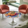 thumbnail image 4 of Active Basketball Elastic Fitted Round Table Cover Watercolor Sport Style Waterproof Outdoor Tablecloth for Holiday Party, Picnic, Patio & Dining Fits Tables Up to 45"-54", 4 of 8