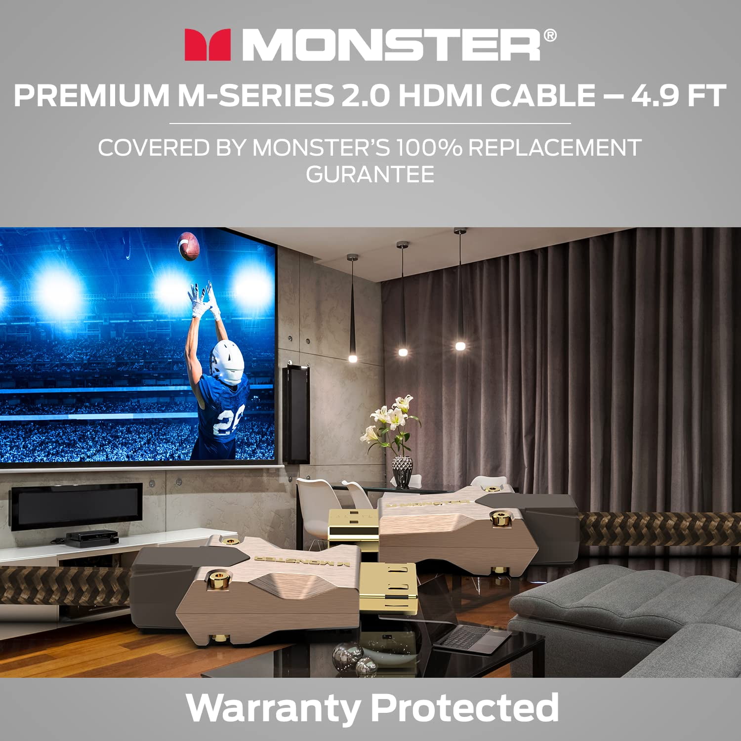 Monster M-Series 4K Ultra HD HDMI Cable 2.0, 60Hz, 25Gbps, 4.9ft, Duraflex Jacket, Triple Shielding