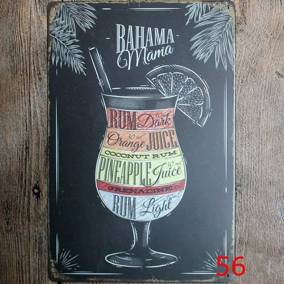 Original Vintage Design Classic Cocktail Recipe Tin Metal Sign Wall Art, Thick Tinplate Print Poster Wall Decoration For Bar / Kitchen (Cocktail recipe, 8x12 Inches (20x30 CM ))