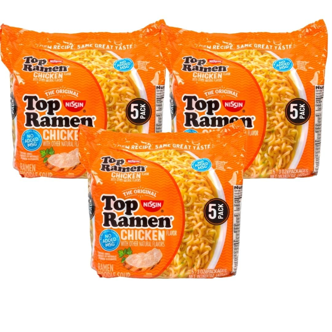Nissin Top Ramen The Original Chicken Flavor Ramen Noodle Soup, 3 Oz (Pack of 15)