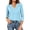 Light Blue, variant on Women T-Shirts 3/4 Sleeve Notch V Neck T Shirts Casual Solid Color Slim Fit Basic Blouse Tops Breathable Streetwear