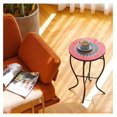 thumbnail image 6 of Drevy Outdoor Mosaic Side Table, 14 Inch Round Accent Table Plant Stand Decor with Ceramic Tile Top, Patio End Table for Garden Porch Living Room Balcony Deck Porch Pool, Red, 6 of 8