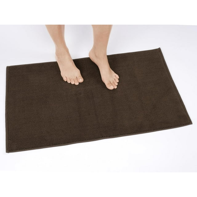Cotton Paradise Bath Rug for Bathroom, 17x24 inch 100% Cotton Non Slip Bath Mat Rug, Soft Absorbent Machine Washable, Brown Bath Rug