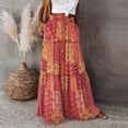 thumbnail image 3 of VUPSGEZ Womens Long Boho Flowers High Elastic Waist With Pockets And Belt Maxi Skirt Pleated Skirt Beach Skirt Casual Skirt (Yellow,XL), 3 of 7