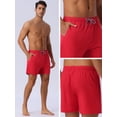 thumbnail image 5 of DARING DIVA Men's Drawstring Waist Side Pockets Mesh Lining Beach Swim Trunks 34 Red, 5 of 5