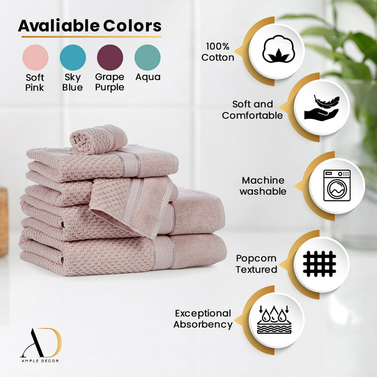Mulaayam 4 Piece 100% Cotton Bath Towel Set (Set of 4) Ample Decor Color: Soft Pink