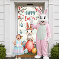thumbnail image 6 of Cartoon  Easter Bunny Banner Blue Bow Tie Rabbit Door Cover Pink Polka Dots Fluffy Texture Bunny Backdrop for Easter Decoration Door Decor Kids Party, 6 of 8