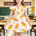 thumbnail image 2 of FYDUU Toddler Baby Girl Back To School Dress Cute Printed Flutter Sleeve Dress Sundress Fashion Summer Dresses for Kids First Day of School Clothes 8-9 Years, 2 of 7