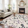 thumbnail image 2 of Purple Grey Botanical Area Rugs 5'x8', Small Throw Rugs for Classroom Bedroom, Rustic Country Spring Floral Summer Leaf Indoor Outdoor Rug Non-Slip Low Pile Carpet Runner Reversible Floor Mats, 2 of 8