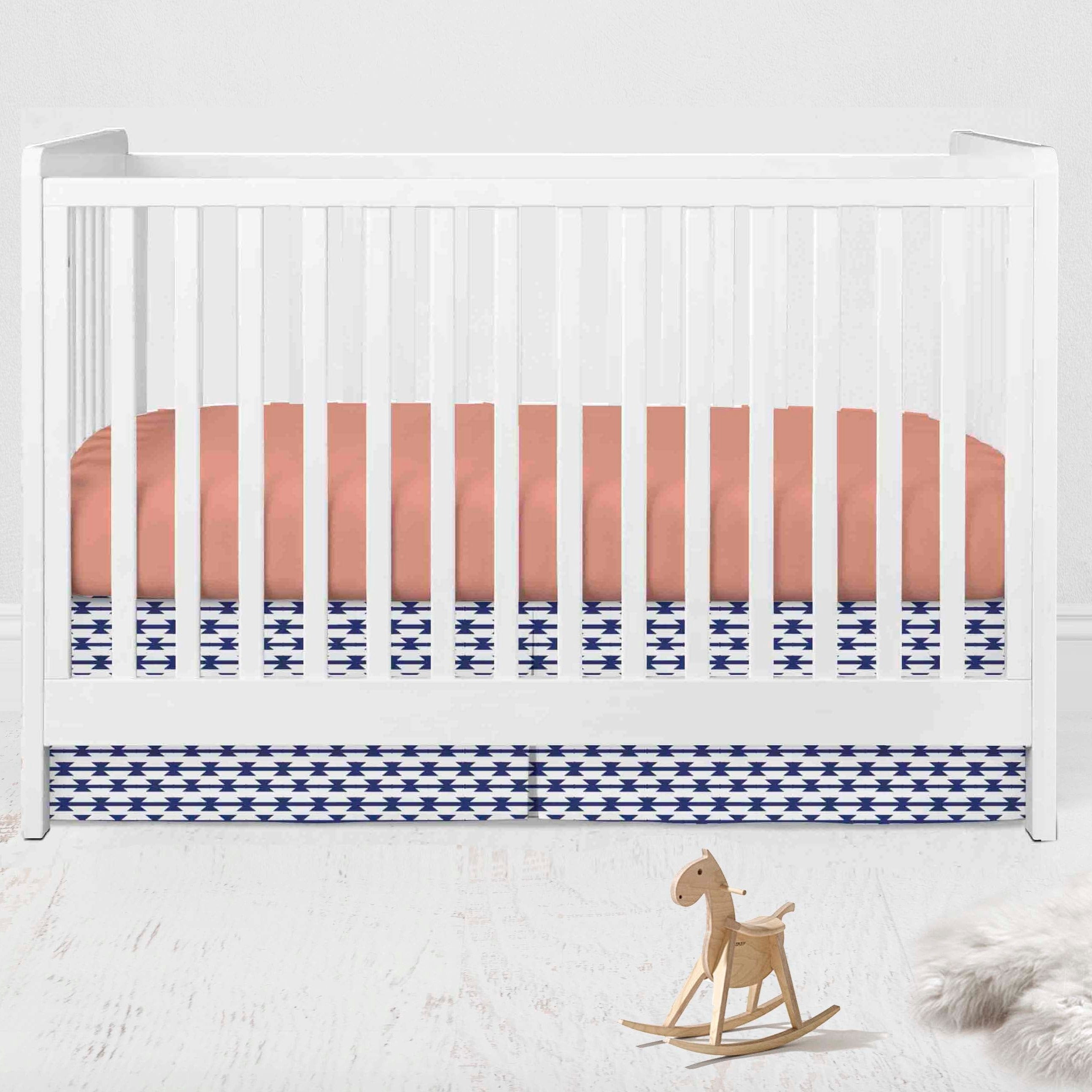 Bacati - Aztec Emma 4-Piece Crib Bedding Set with Diaper Stacker - Coral/Mint/Navy Girls