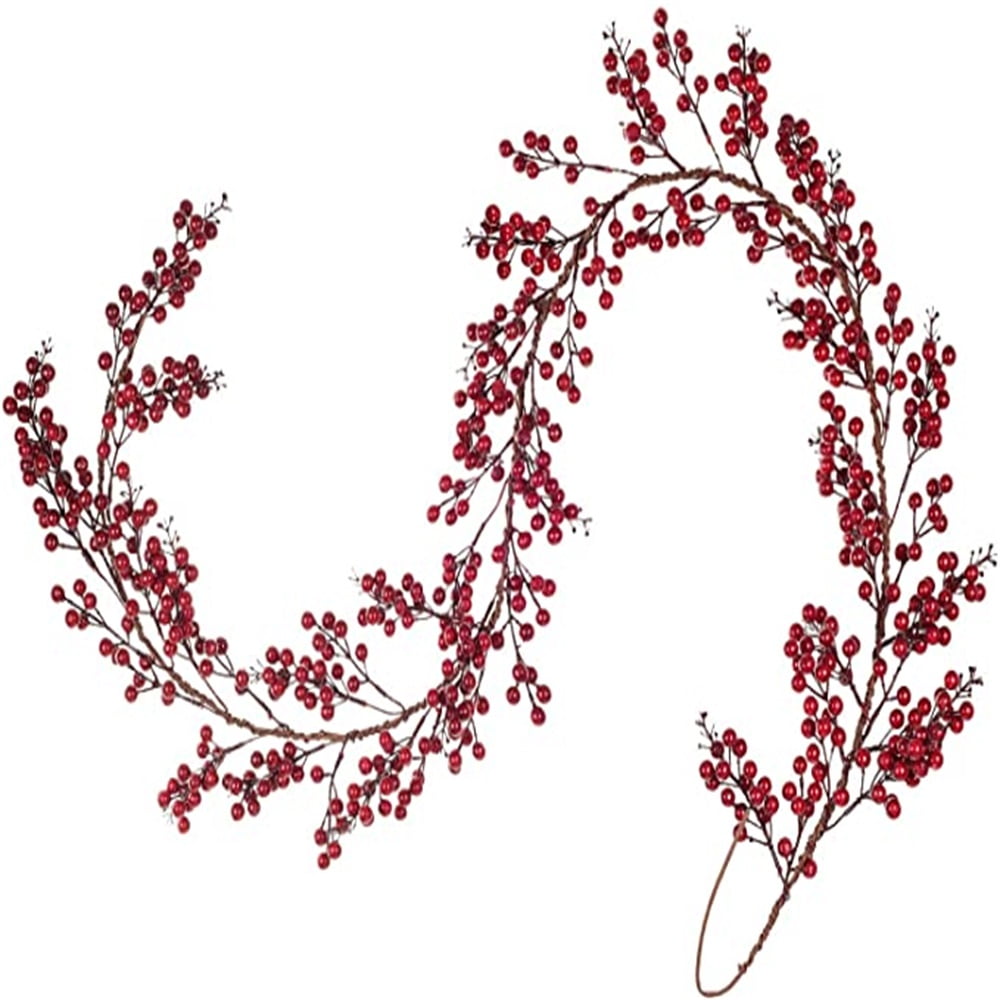 Kepooman 6ft Red Berry Garland Decoration with Red and Black Berry Picks Bendable Stem, Red & Black Kepooman 6ft Red Berry Garland Decoration with Red and Black Berry Picks Bendable Stem, Red & Black