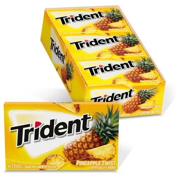 Trident Value Pack Pineapple Twist Sugar Free Gum, Count 12 (14Pcs) - Gum