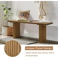 thumbnail image 3 of Solid Wood Entryway  - 43.3" Fluted Farmhouse , Indoor Long Dining Benches Seat Narrow End of Bed Benches for Entry Way, Kitchen, Living Room and Bedroom, Brown, 3 of 7