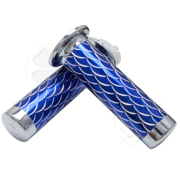 CNC Scale Hand Grip 7/8" Blue Universal Gel Handle Bar 22mm Left Right Front
