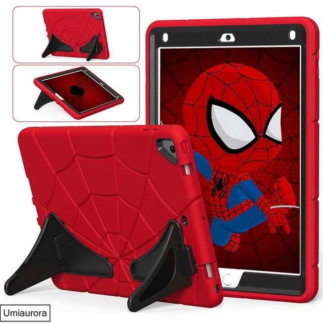 Étui Antichoc pour Enfants pour IPad Air 2 5th 6th 9.7 7th 8th 9th Gen 10.2 Funda Étuis pour Tablette Silicone Robuste Support Robuste Couverture Rouge Noir IPad 7 8th 9th 10.2