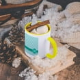 thumbnail image 5 of 3dRose, Personalized letter M aqua blue quatrefoil pattern Teal turquoise mint monogrammed personal initial, 11oz Two-Tone Yellow Mug, 5 of 7