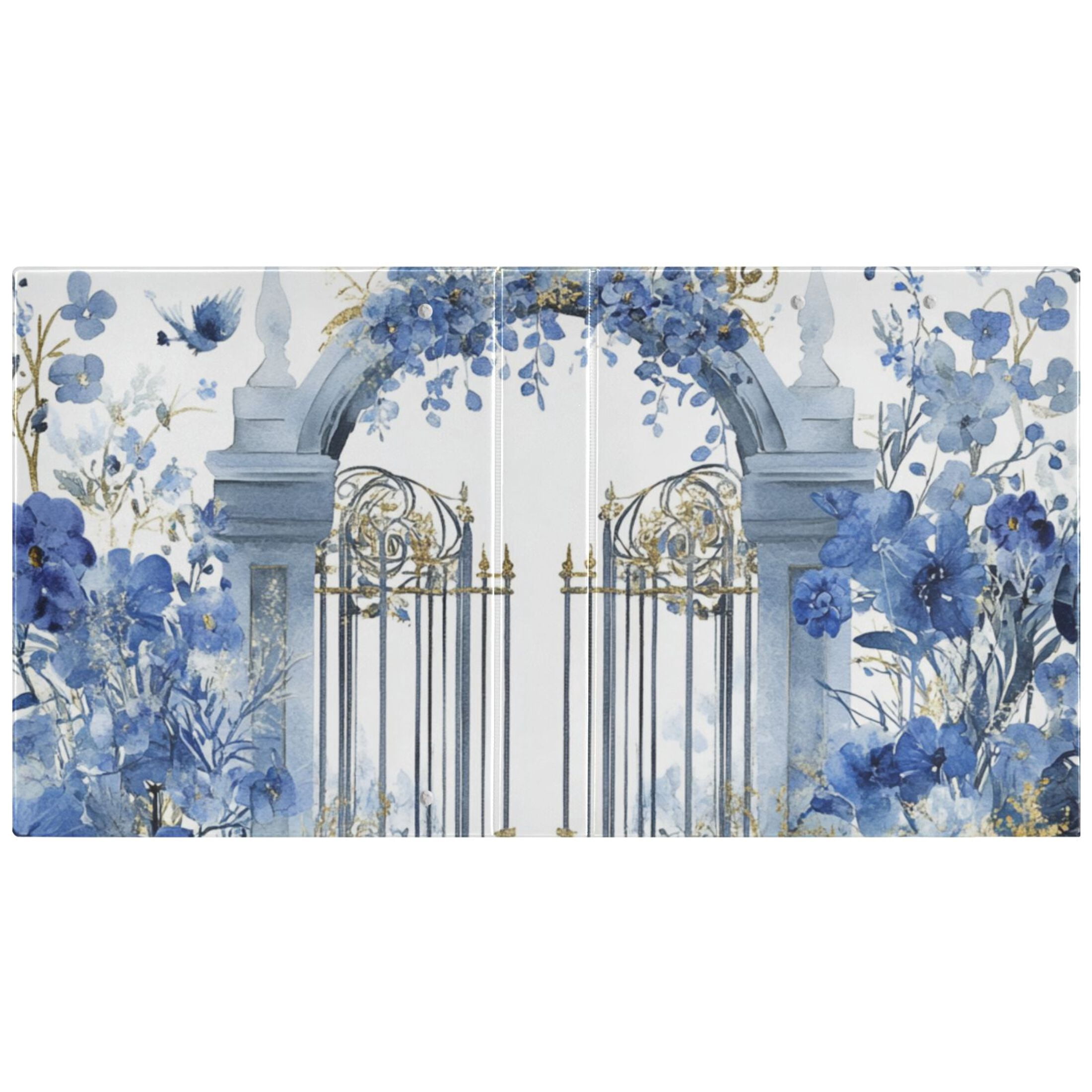 Blue Garden Floral Birds 3 Ring Binders 1.5 inch Hardcover File Folders with Interior Pockets A4 Size Organizer for School Office Hospital