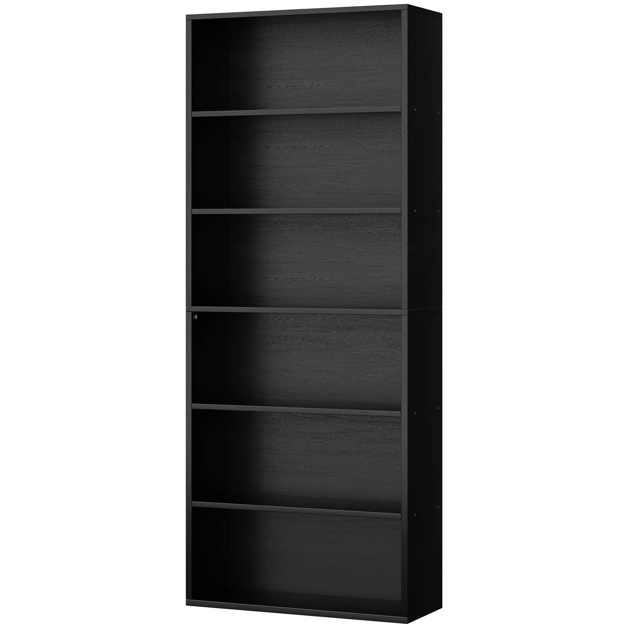 Walsunny 6 Tier Bookshelf Standard Wooden Bookcase Display Shelf with Storage Anti-tipping Device for Home Office Living Room Black